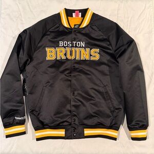Mitchell & Ness Boston Bruins Satin Lightweight Team Bomber Jacket